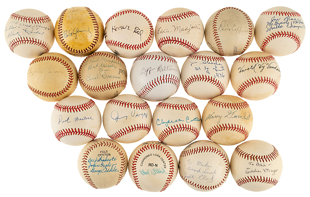 1930s New York Giants World Series and/or National League Champions Single-Signed Baseball Collection (23) Including Berger, Melton, Mancuso, Fitzsimmons, Moore, and Schumacher - JSA and PSA/DNA