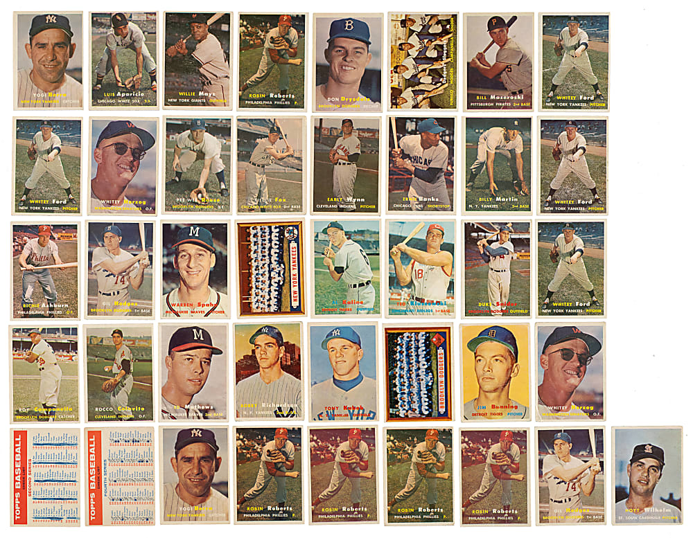 1957 Topps Near-Complete Set (402/407) Including #95 Mickey Mantle SGC EX 5 Plus 169 Duplicates