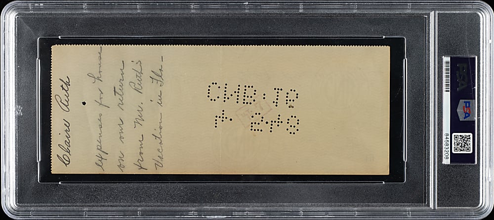 1948 Babe Ruth Signed Check PSA/DNA NM+ 7.5 - Signed and Endorsed by Claire Ruth with Full "George Herman Ruth" Signature!