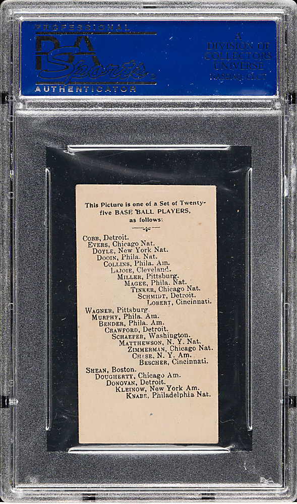 1909 E102 Anonymous "Set of 25" Johnny Evers PSA EX-MT 6
