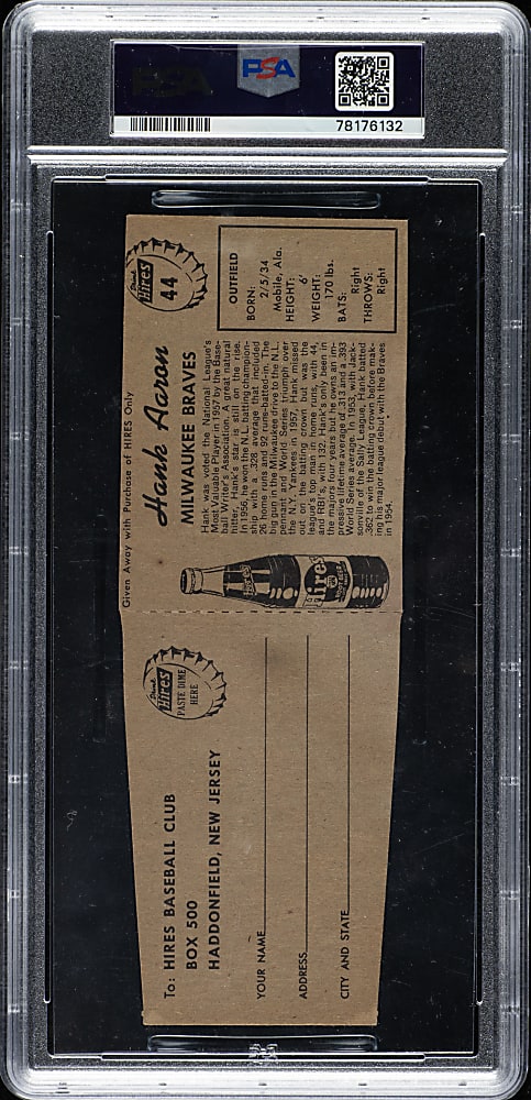 1958 Hires Root Beer #44 Hank Aaron with Tab PSA EX 5
