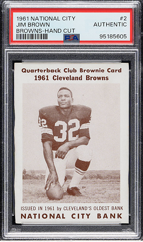 1961 Browns National City Bank Football #2 Jim Brown - PSA