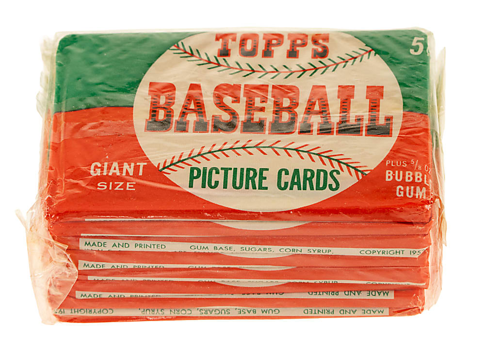 Exceptional 1952 Topps Unopened Five-Cent Wax Pack Collection (8) - Cellophane-Wrapped "Brick" From 1990s Seattle Find!