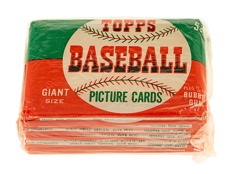 Exceptional 1952 Topps Unopened Five-Cent Wax Pack Collection (8) - Cellophane-Wrapped "Brick" From 1990s Seattle Find!