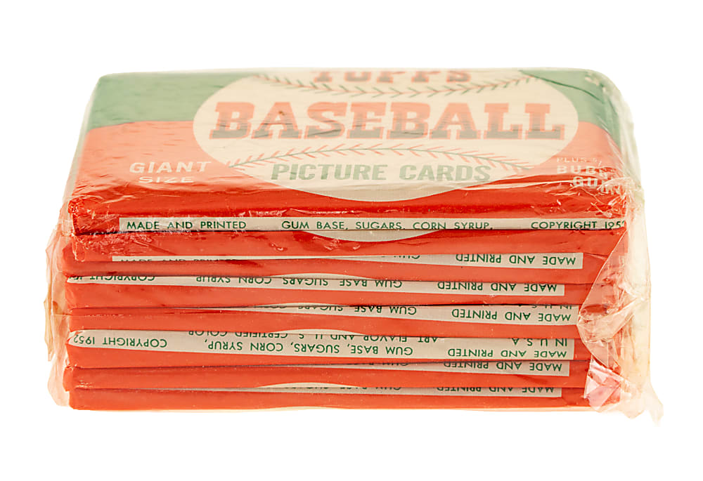 Exceptional 1952 Topps Unopened Five-Cent Wax Pack Collection (8) - Cellophane-Wrapped "Brick" From 1990s Seattle Find!