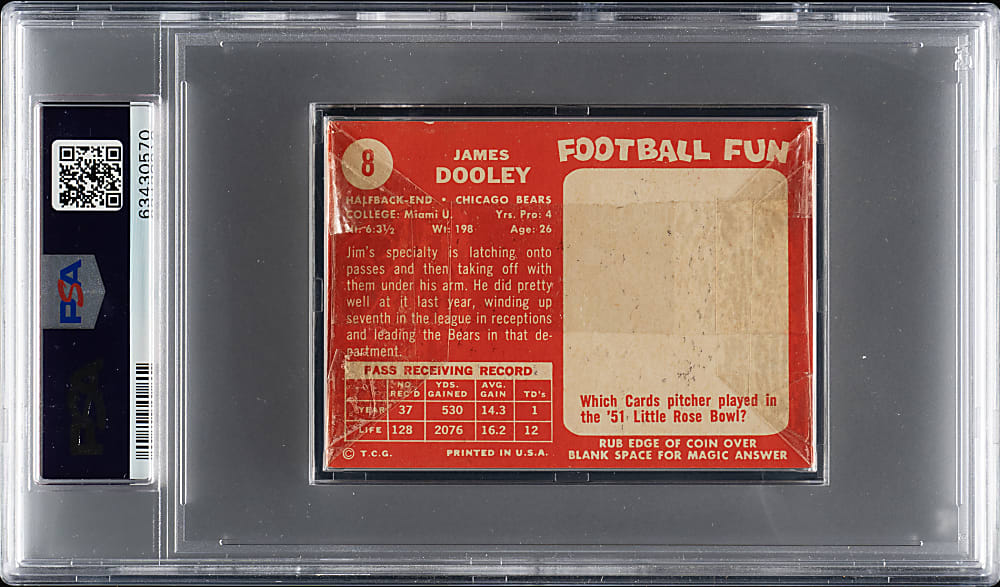 1958 Topps Football Unopened Cello Pack PSA NM 7 - Philadelphia Eagles Team on Top - Possible Jim Brown Rookie!