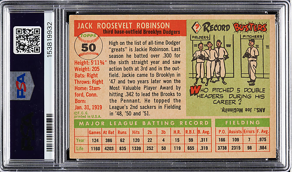 1955 Topps #50 Jackie Robinson PSA EX 5