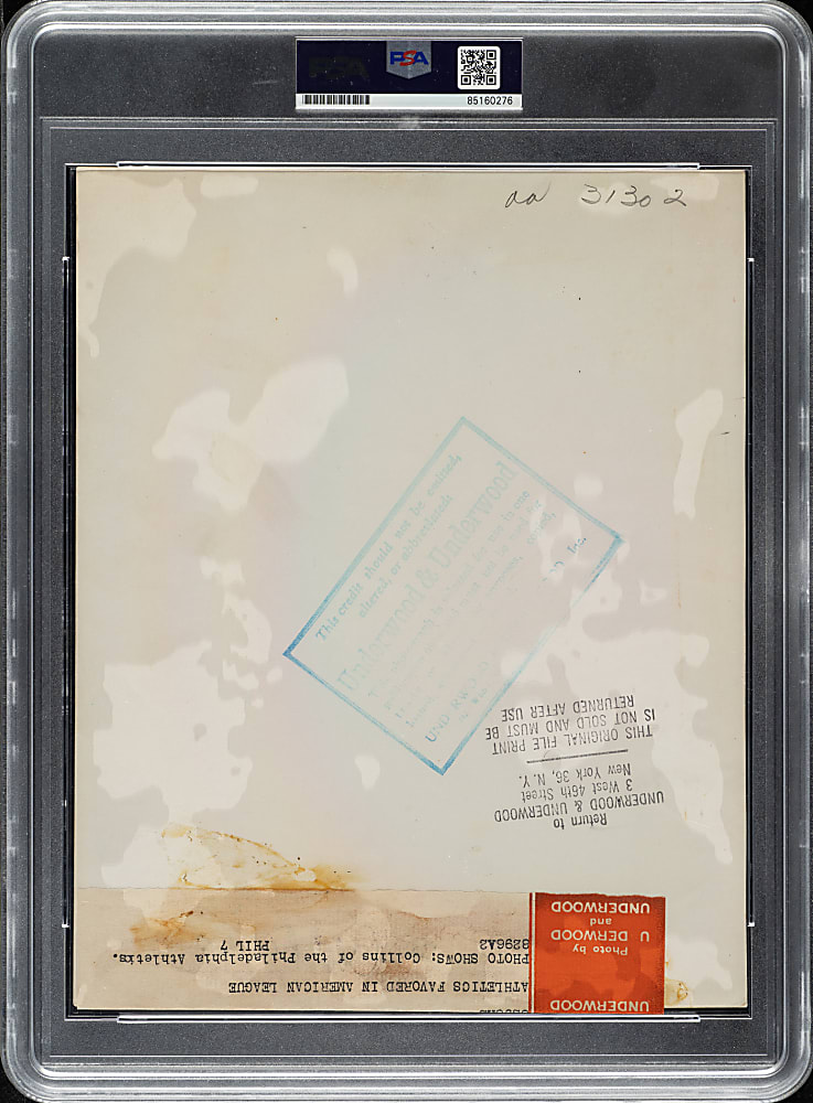 Circa 1928 Eddie Collins Original Underwood & Underwood Photograph PSA/DNA Type I