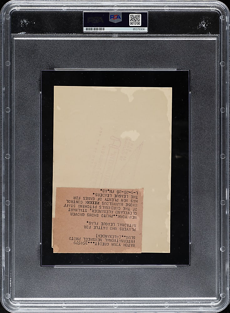 1928 Grover Cleveland Alexander Original International Newsreel Photograph PSA/DNA Type I