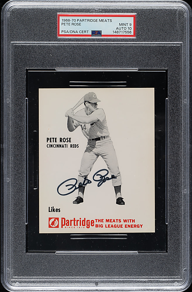 Signed 1968-1970 Partridge Meats Pete Rose PSA MINT 9 with GEM MINT 10 Signature - Highest-Graded Card Example!