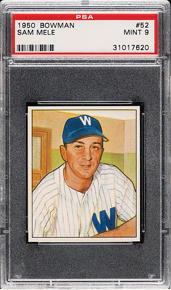 1950 Bowman #52 Sam Mele PSA MINT 9 - 1 of 4 - Highest Graded!