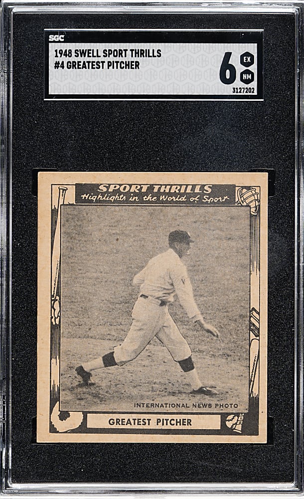 1948 Swell Bubble Gum Sport Thrills #4 Greatest Pitcher of Them All (Walter Johnson) SGC EX/NM 6