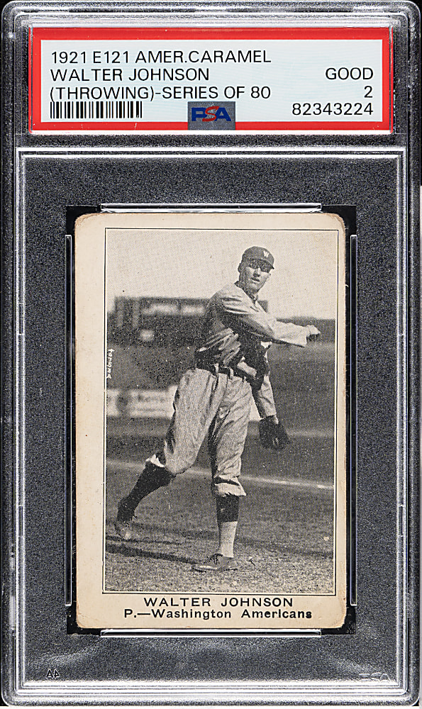 1921 E121 American Caramel (Series of 80) Walter Johnson Throwing PSA GOOD 2