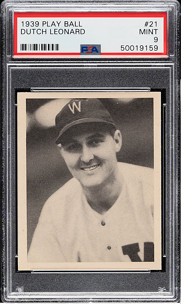 1939 R334 Play Ball #21 Dutch Leonard PSA MINT 9 - 1 of 3 - Highest Graded!