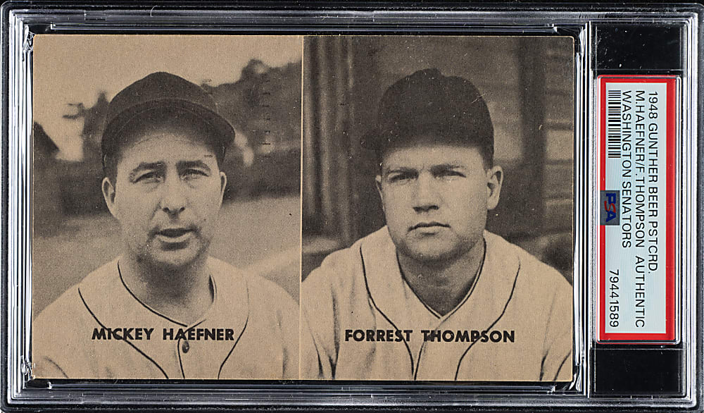1948 Gunther Beer Postcards Washington Senators Haefner/Thompson - PSA - One of Only Two Graded Examples
