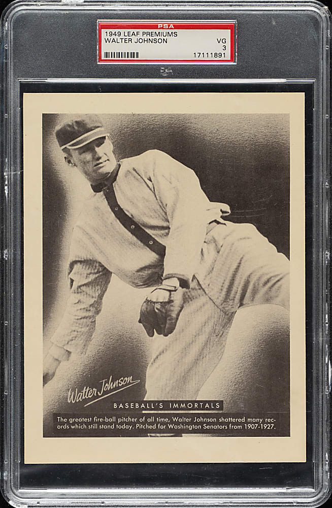 1949 Leaf Premium Walter Johnson PSA VG 3