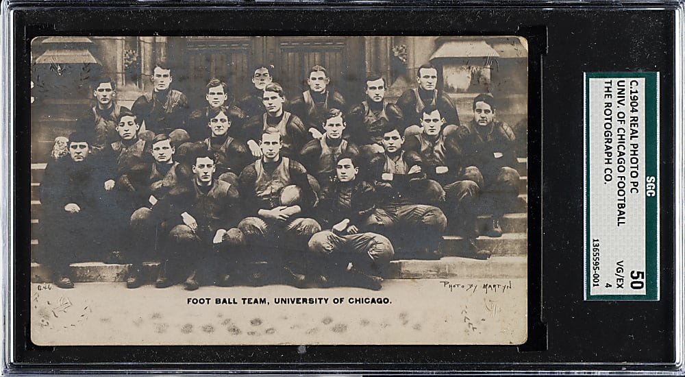 Circa 1904 Rotograph Co. Chicago Maroons College Football Real-Photo Postcard with Amos Alonzo Stagg SGC VG/EX 50