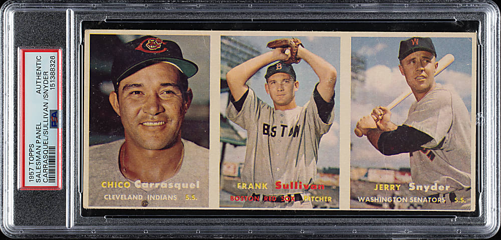 1957 Topps Salesman-Sample Three-Card Advertising Panel with Don Drysdale Rookie on Back - PSA