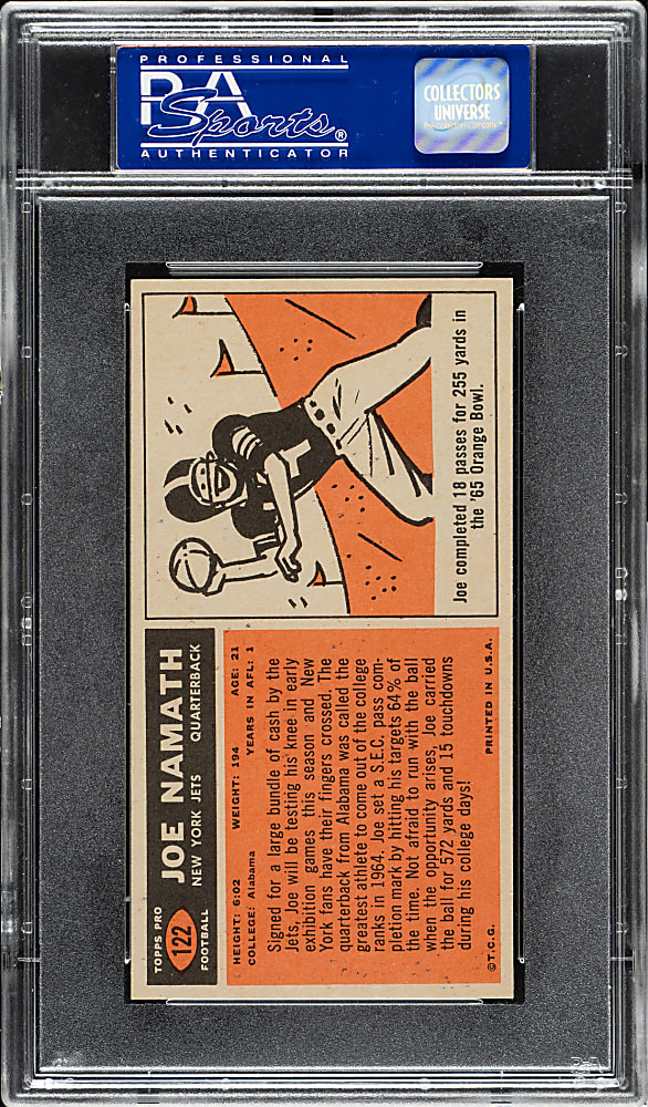 1965 Topps Football #122 Joe Namath Rookie PSA NM 7 - "Butterfly" Variation