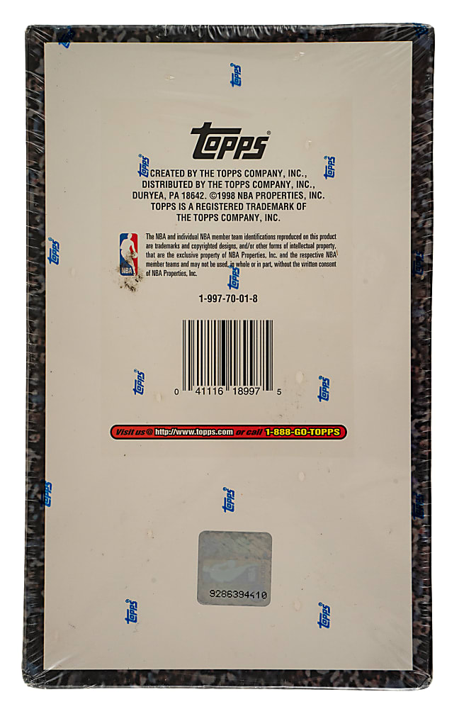 1998-1999 Topps First Series Basketball Factory-Sealed Unopened Hobby Box (36 Packs)