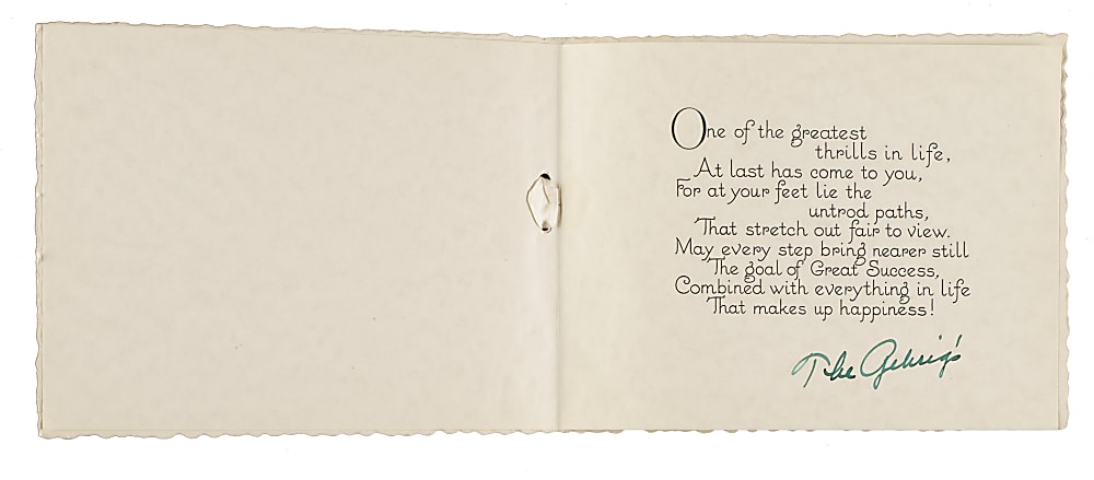 Circa 1930 Lou Gehrig Signed Graduation Card - PSA/DNA