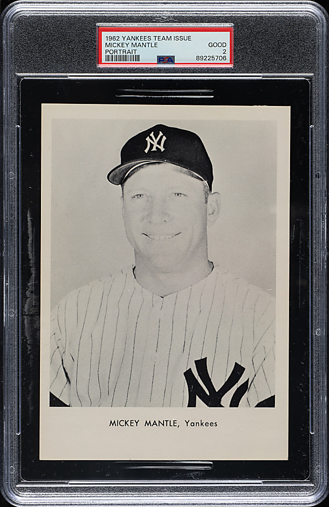 1962 New York Yankees Team Issue Mickey Mantle Portrait PSA GOOD 2