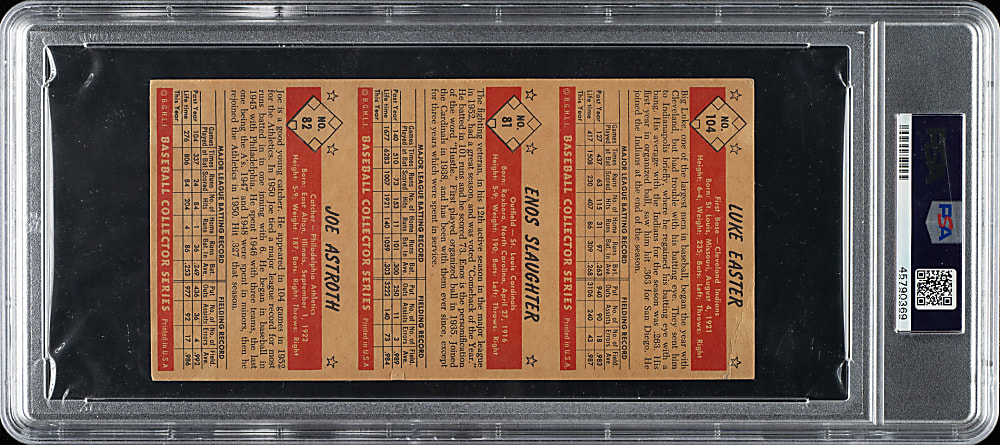 1953 Bowman Color Uncut Three-Card Panel with Enos Slaughter - PSA