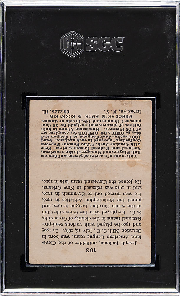 1915 E145 Cracker Jack #103 Joe Jackson SGC VG 3