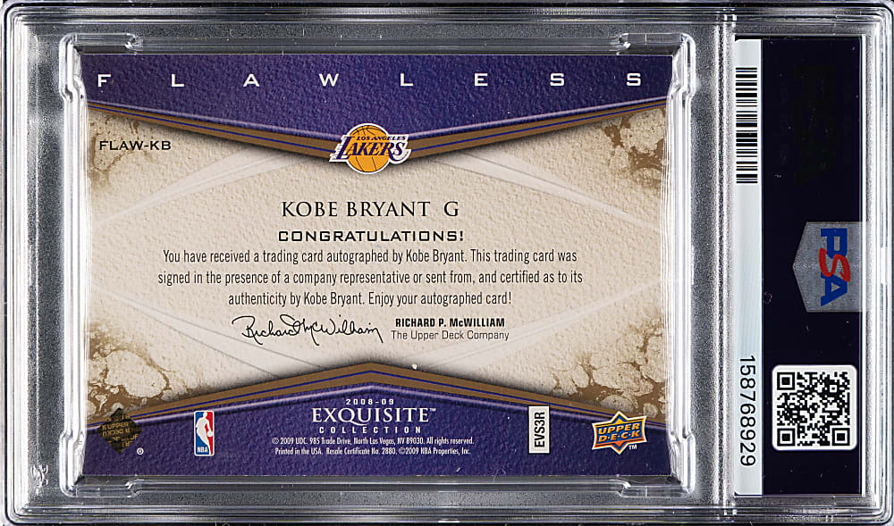 2008-2009 Upper Deck Exquisite Collection Flawless Autographs Basketball #KB Kobe Bryant #3/24 PSA/DNA GEM MINT 10