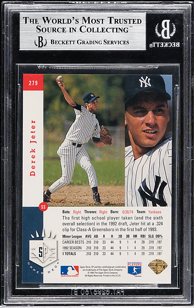 1993 Upper Deck SP Foil #279 Derek Jeter Rookie BGS MINT 9