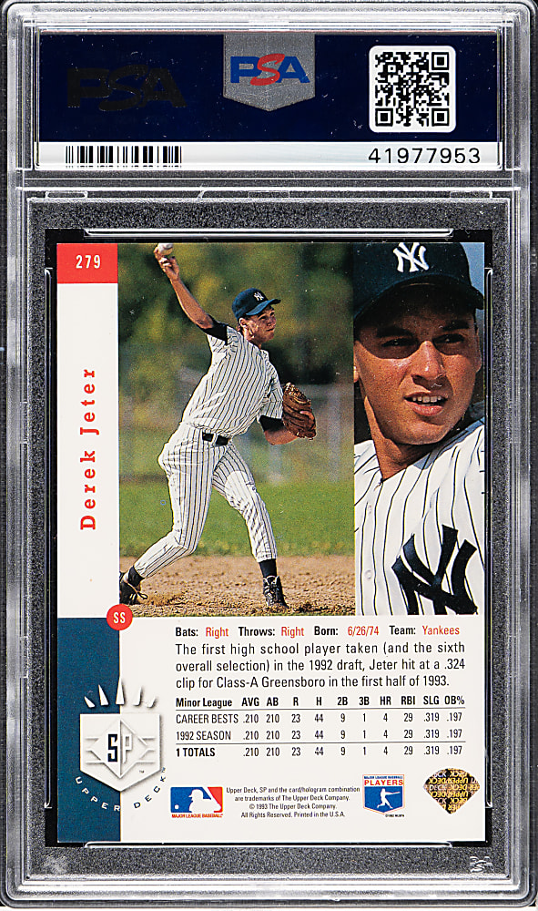 1993 Upper Deck SP Foil #279 Derek Jeter Rookie PSA NM-MT+ 8.5