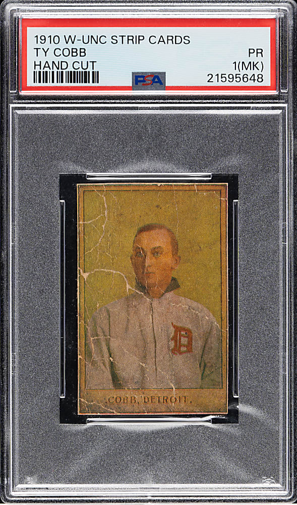1910 W-UNC Strip Card Ty Cobb PSA POOR 1 (MK)