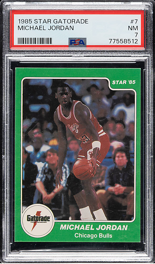 1985 Star Company Basketball "Gatorade Slam Dunk" #7 Michael Jordan PSA NM 7