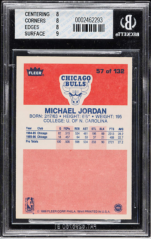 1986-1987 Fleer Basketball #57 Michael Jordan Rookie BGS NM-MT 8