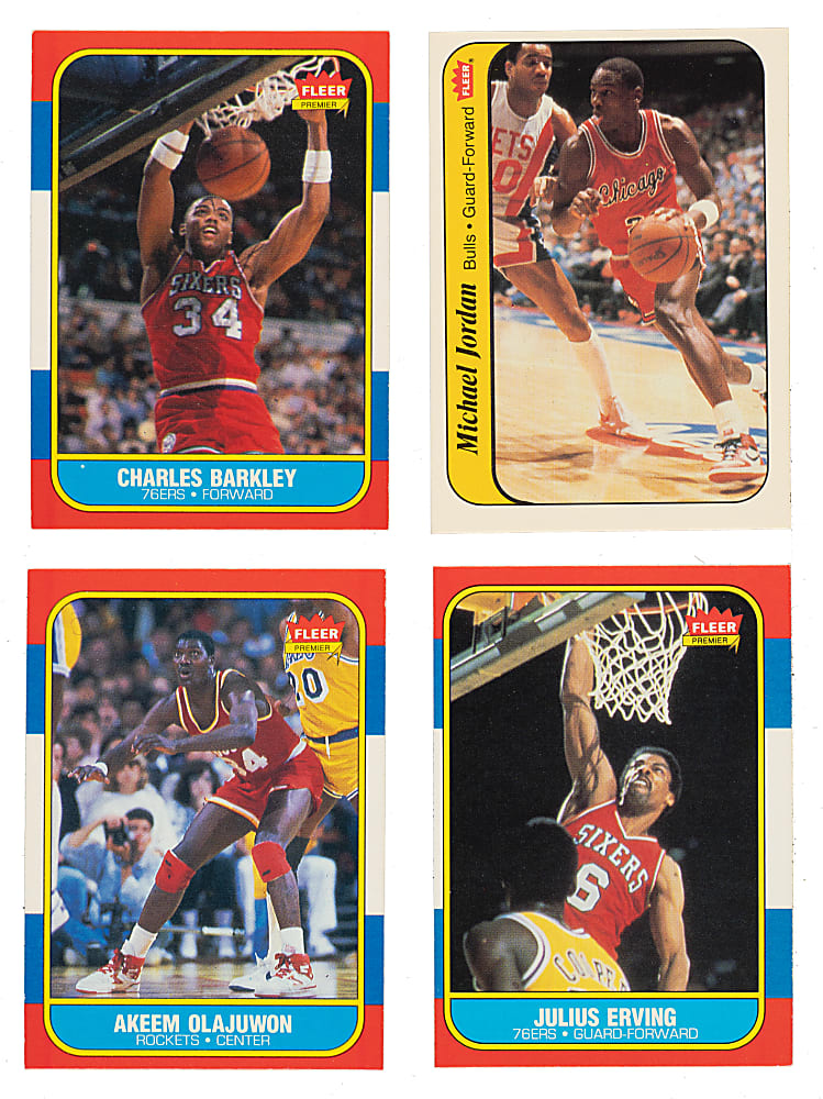 High-Grade 1986-1987 Fleer Basketball Near-Complete Set (131/132) Plus Complete Sticker Set (11)