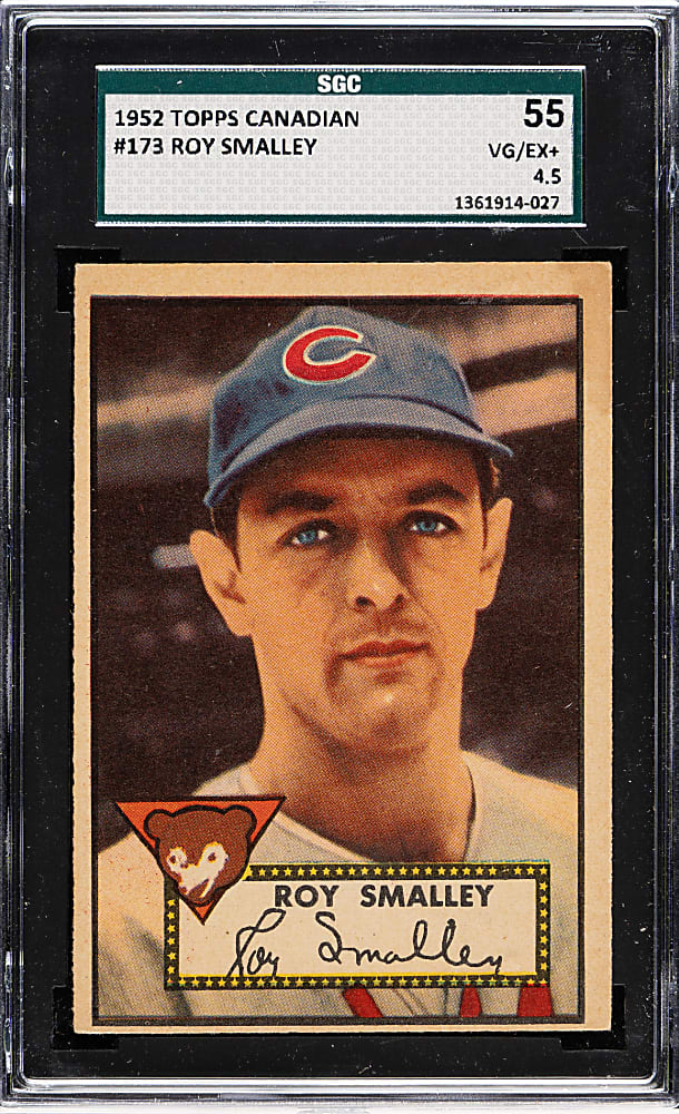 1952 Topps #173 Roy Smalley SGC VG/EX+ 55 - "Canadian" Gray Back