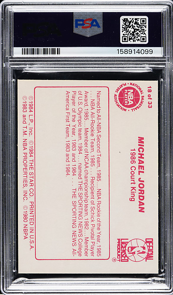 1986-1987 Star Company Basketball "Court Kings" #18 Michael Jordan PSA NM-MT 8