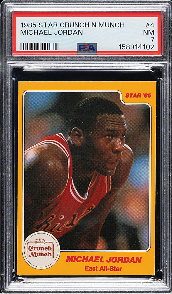 1985-1986 Star Company Basketball "Crunch 'n Munch" #4 Michael Jordan PSA NM 7