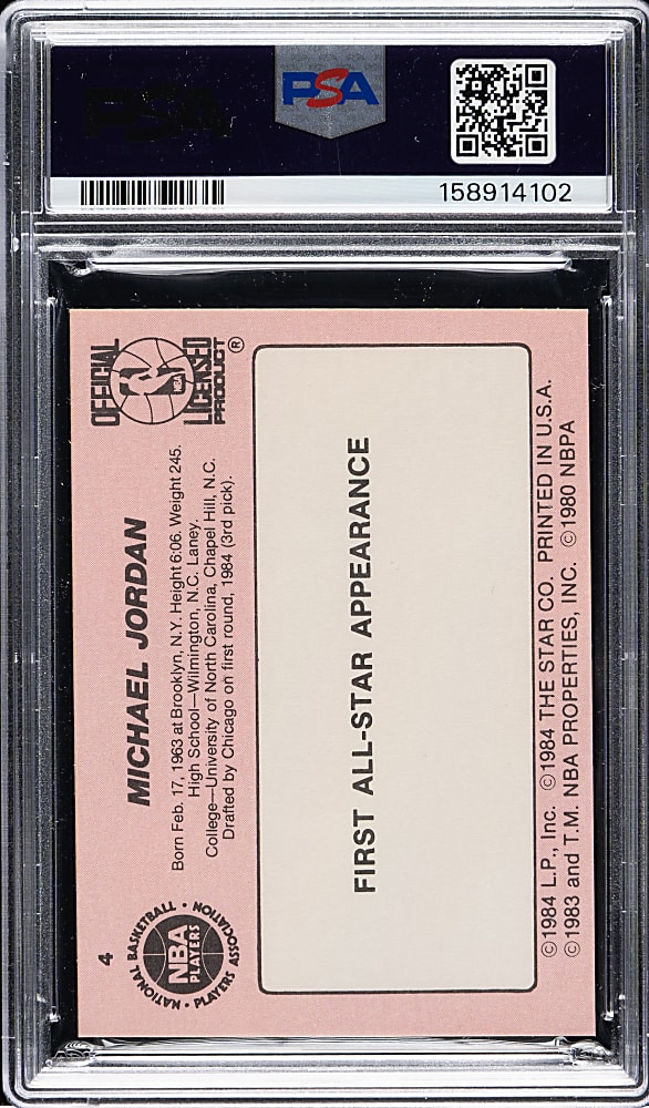 1985-1986 Star Company Basketball "Crunch 'n Munch" #4 Michael Jordan PSA NM 7