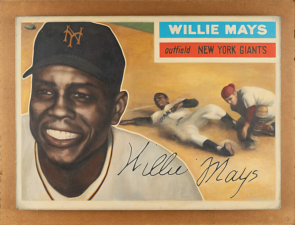 1956 Topps Willie Mays Bill Forsyth Baseball Card Painting (1978)