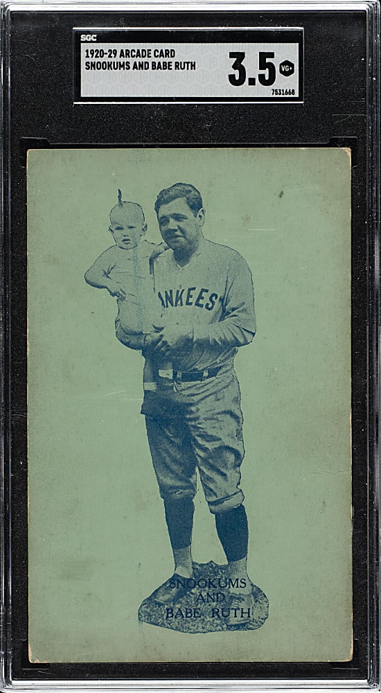 Circa 1920s W-UNC-Arcade Card Snookums and Babe Ruth Green Tint SGC VG+ 3.5 - 1 of 1 - Highest Graded!