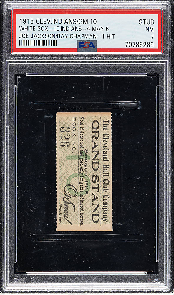 May 6, 1915 Cleveland Indians (vs. Chicago White Sox) Ticket Stub PSA NM 7 - Joe Jackson One Hit