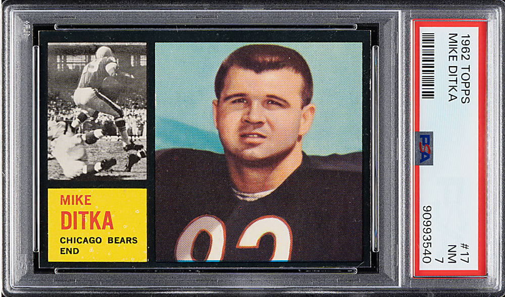 1962 Topps Football #17 Mike Ditka Rookie PSA NM 7