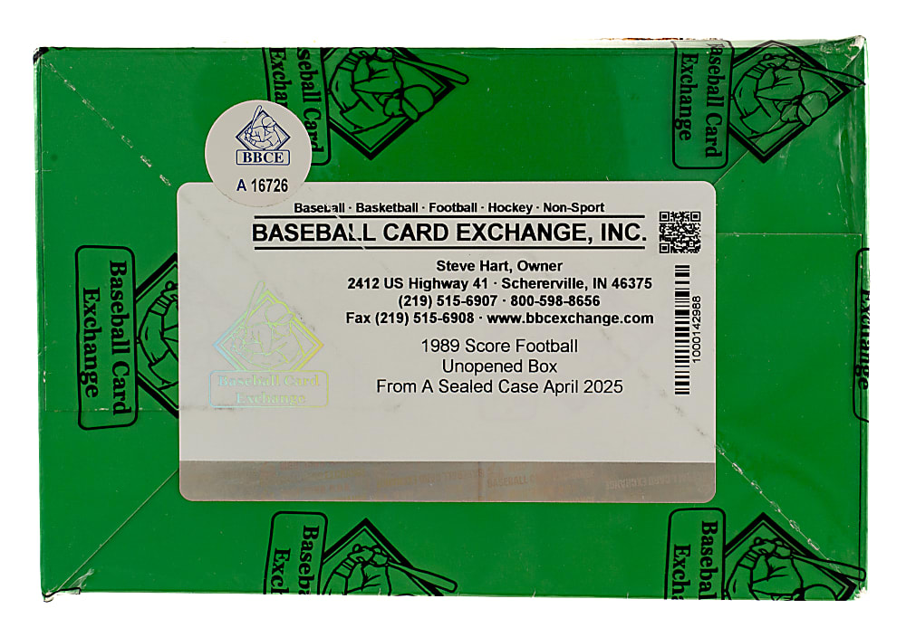 1989 Score Football Unopened Wax Box (36 Packs) - BBCE - From a Sealed Case (FASC)