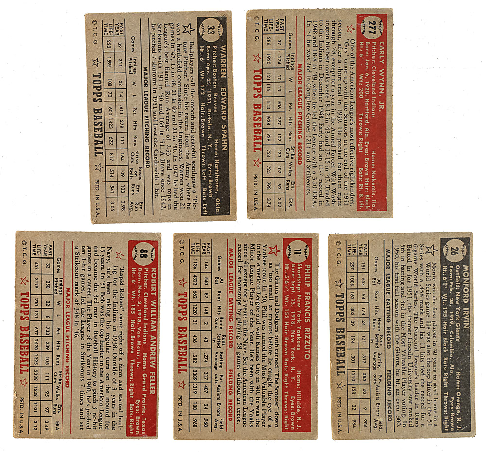 1952 Topps Partial Low-Number Run (241/310)
