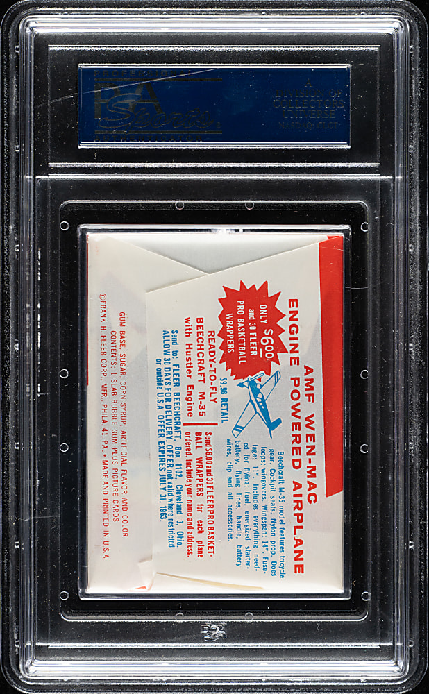 1961-1962 Fleer Basketball Unopened Wax Pack PSA EX-MT 6 - Wilt Chamberlain Rookie on Back!