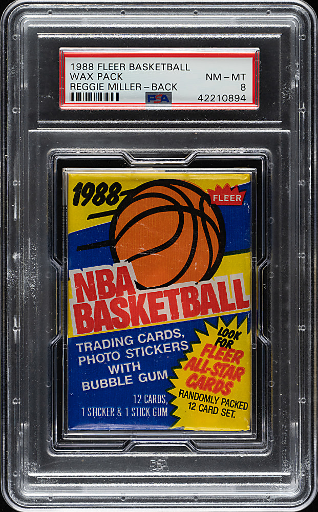 1988-1989 Fleer Basketball Unopened Wax Pack PSA NM-MT 8 - Reggie Miller Rookie on Back
