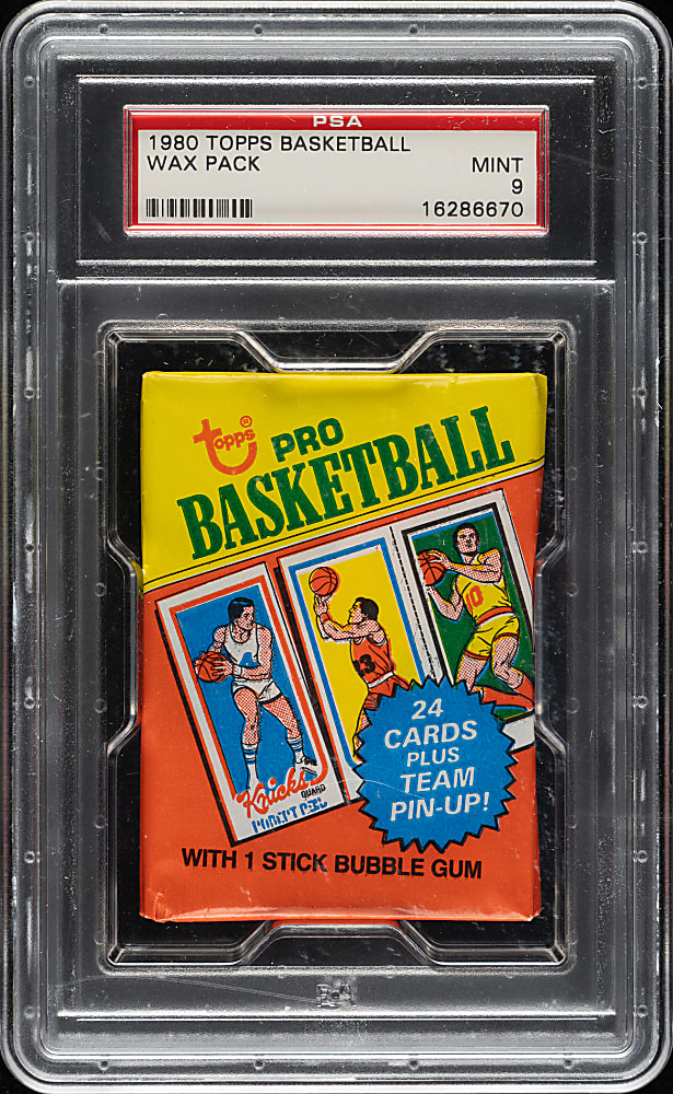 1980-1981 Topps Basketball Unopened Wax Pack PSA MINT 9 - Larry Bird and Magic Johnson Rookie Year