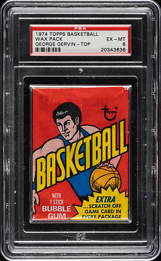 1974-1975 Topps Basketball Unopened Wax Pack PSA EX-MT 6 - George Gervin Rookie on Top