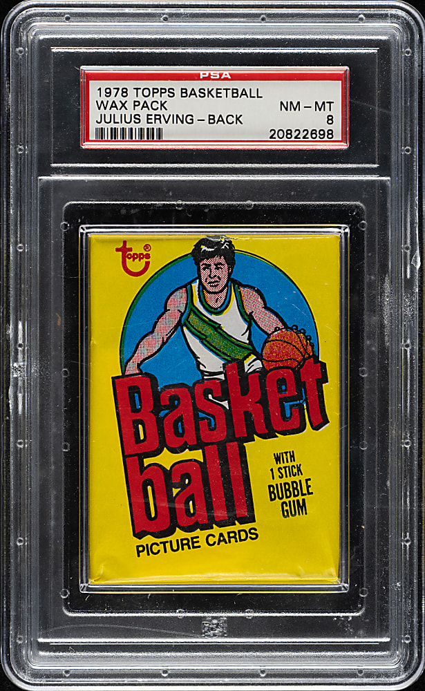 1978-1979 Topps Basketball Unopened Wax Pack PSA NM-MT 8 - Julius Erving on Back